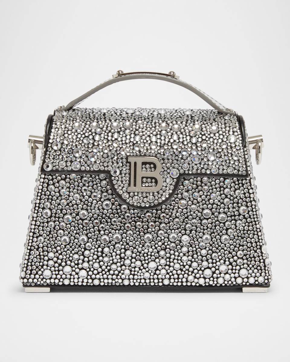 B Buzz Dynasty Small Top-Handle Bag in Strass Suede and Leather